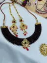 srivalli mehroon set with earing and kanchain