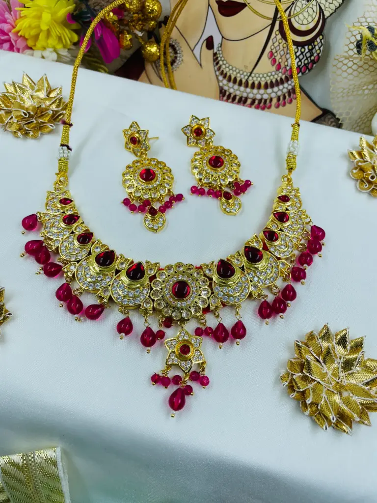 Bridal micropolish gold look red color set