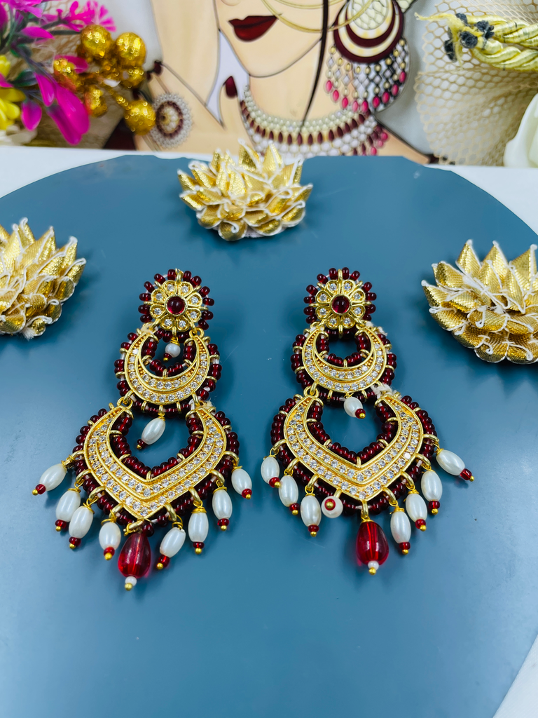 Pearl chandbali earings