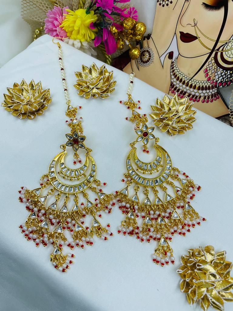 Paanchi kundan white earings 