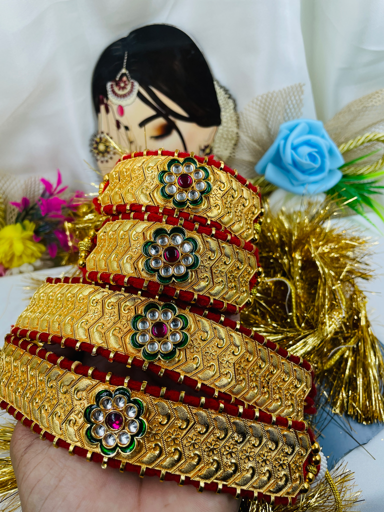 [247] Red golden baju+poonch set