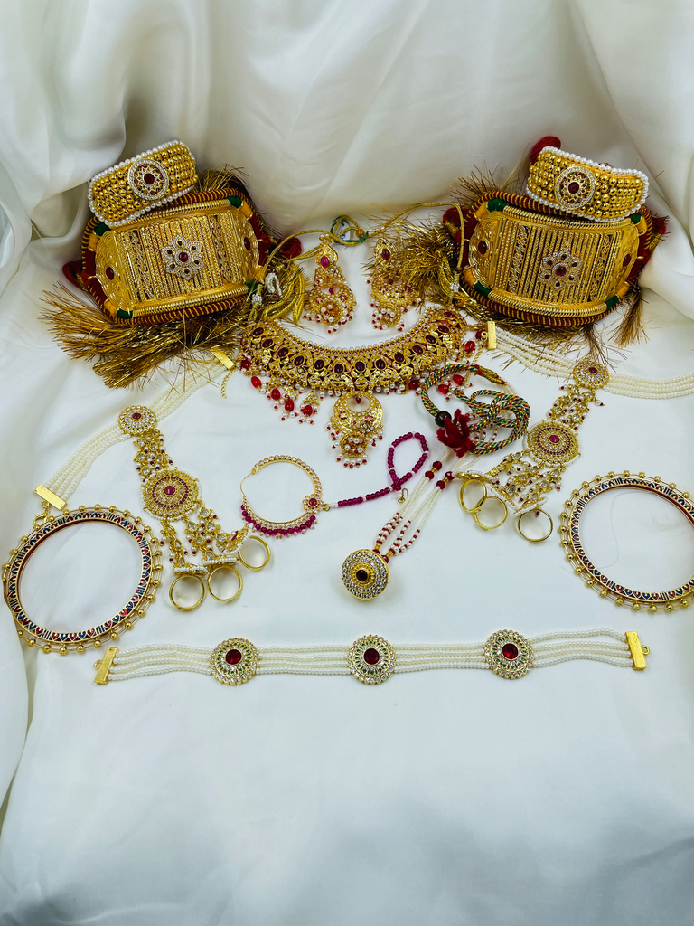 Maharani Look Red Colour Rajputi Jewellery Set 