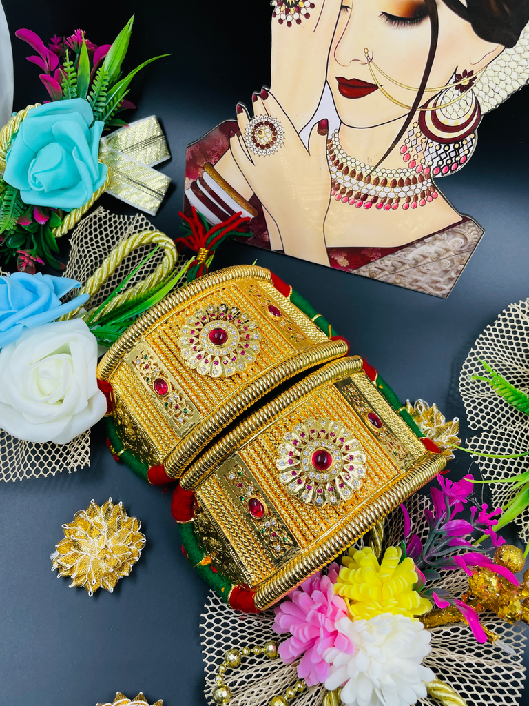 Flower Design With Side Line HandWork Design Micropolish Bajuband Without Loom 