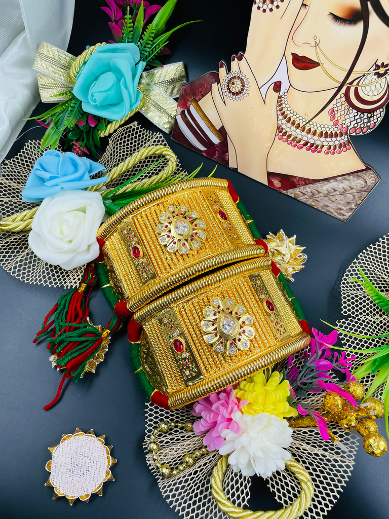 Diamond Tilak Design With SideWork Handwork Micropolish Bajuband Without No loom