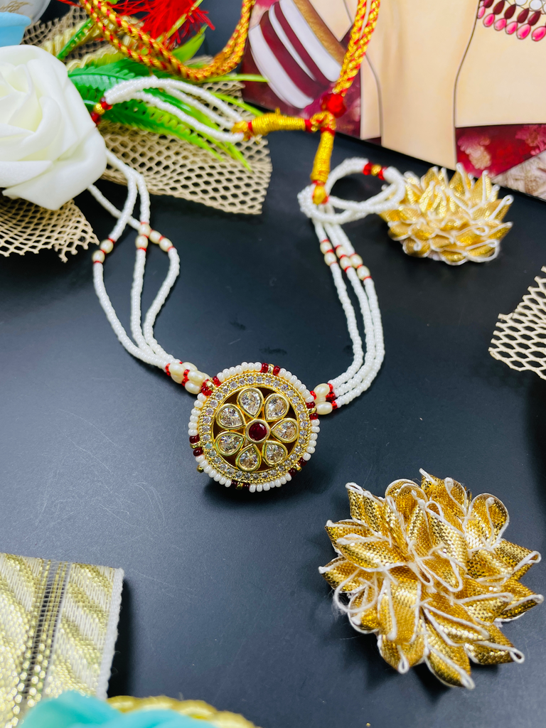 Tilak Design Red Stone With Dori 