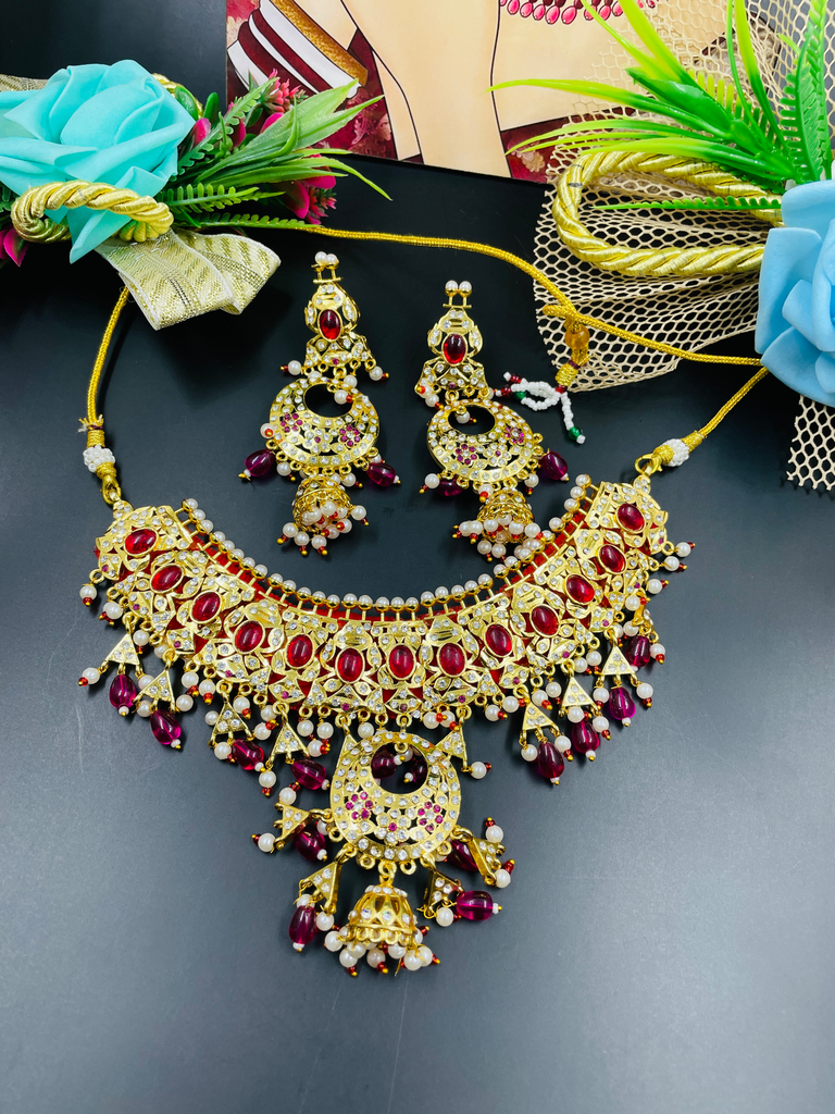 [321] Red Bridal Ruby Stone Set 