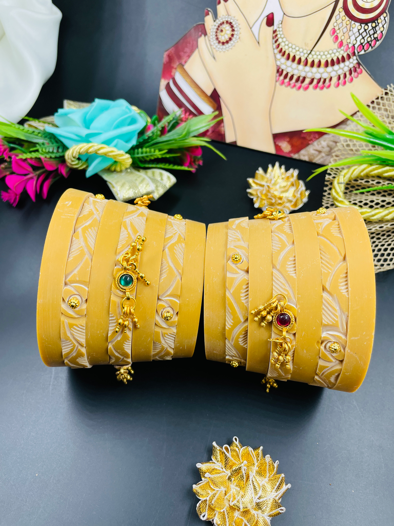 Bridal Matte Gold  Chuda With Danglers  (2.4)