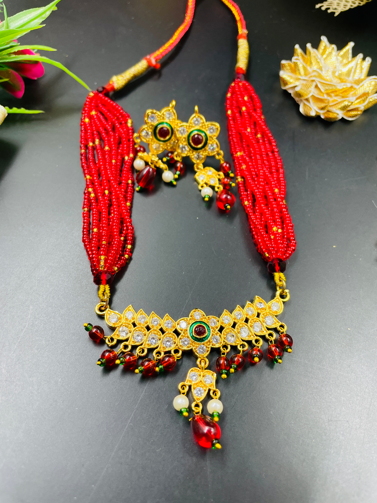 Rajputi Pendal Set Red 