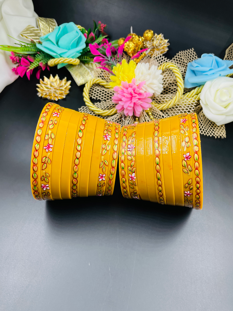 Genda Yellowish Flower Design Handpainting Original Boor Chuda  (2.4)