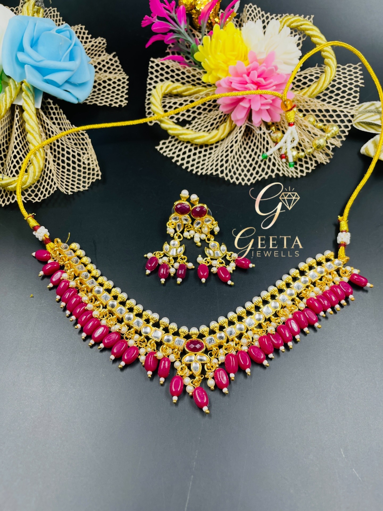 [355] Kundan Red Choker Set 