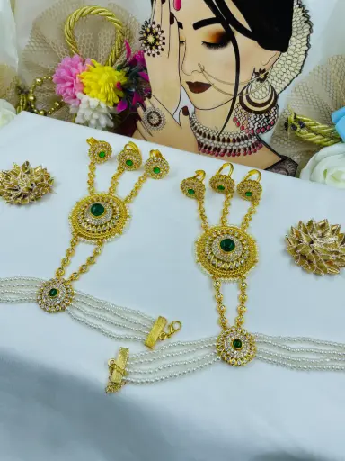 [194] Green ruby three finger gold look haathfool