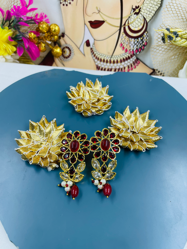 [222] Ruby Blossom earing