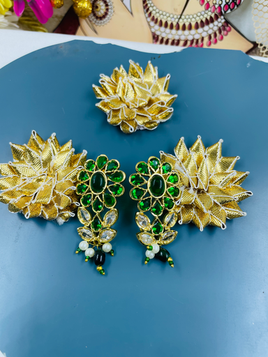 [223] Rajwadi Green Floral Drops