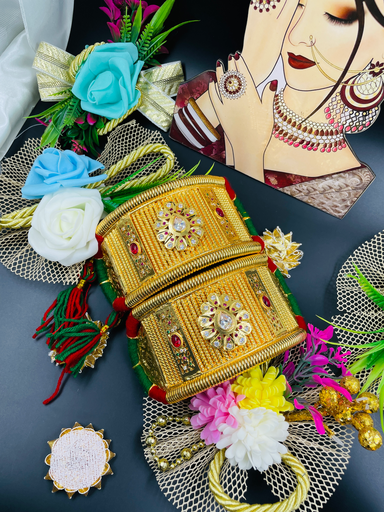 [272] Diamond Tilak Design With SideWork Handwork Micropolish Bajuband Without No loom