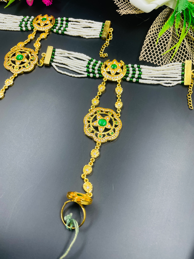 [337] Moon Star Single Finger Haathfool Green