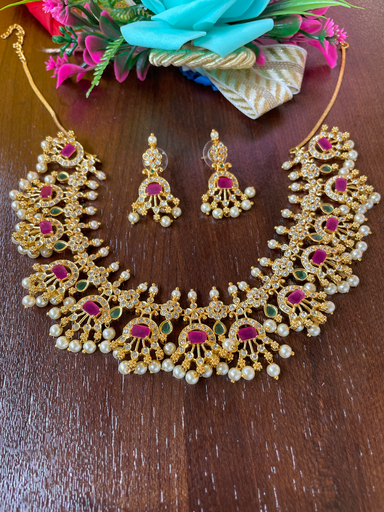 [107] Ruby charm bridal necklace 